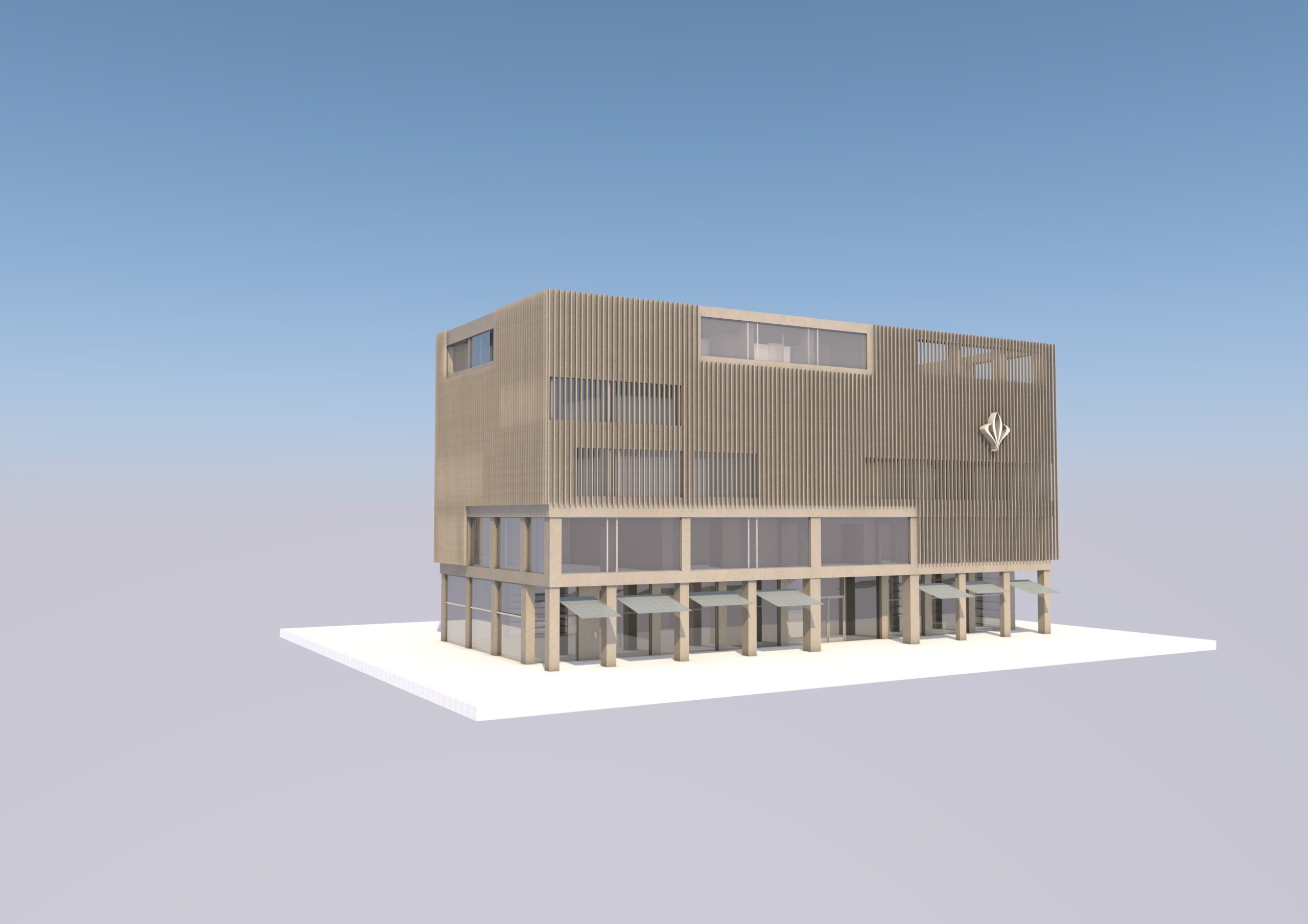 Fassadenstudie — Detail der Lamellen über der Dachkante