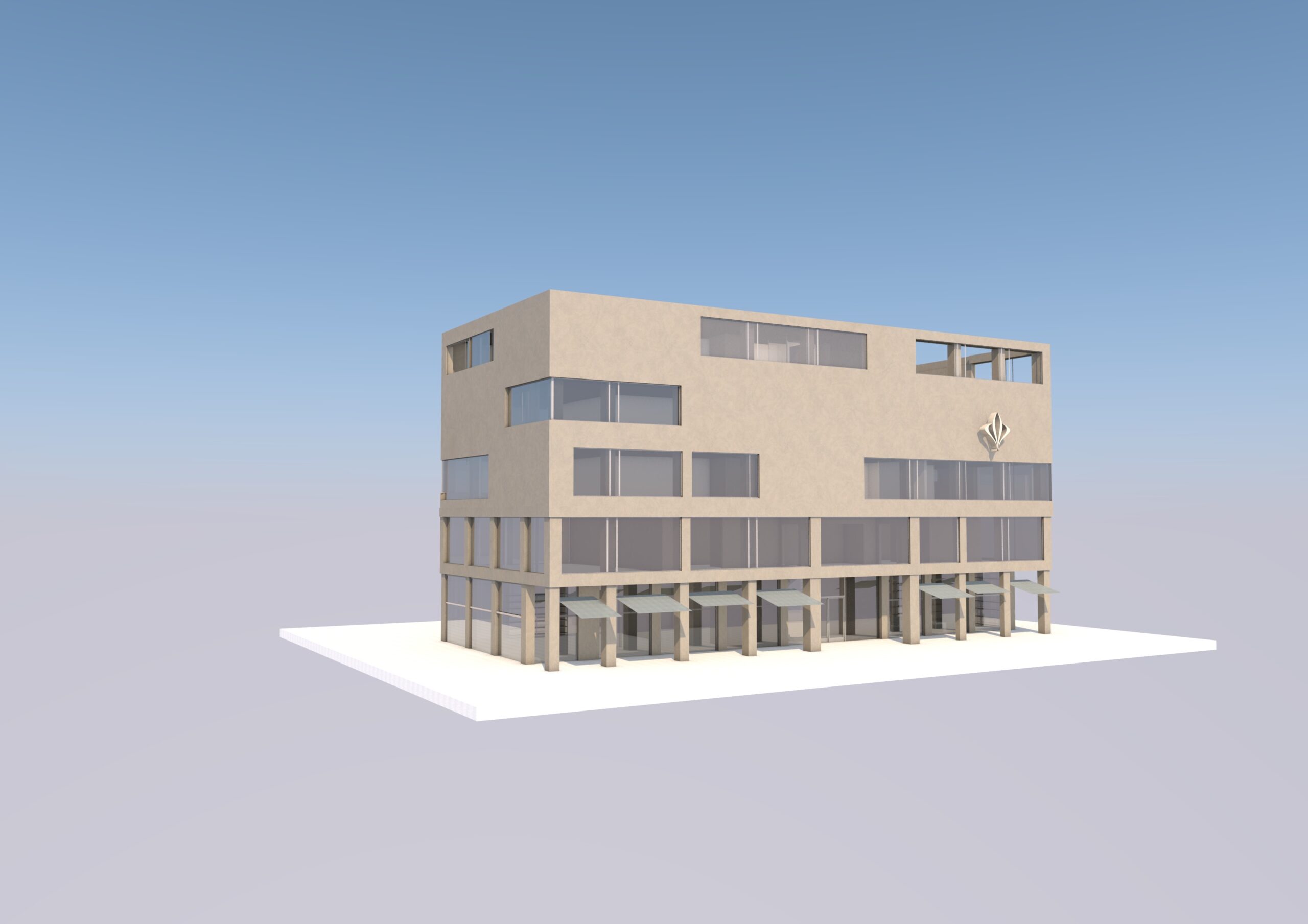 Fassadenstudie — nackter Baukörper ohne Verkleidung