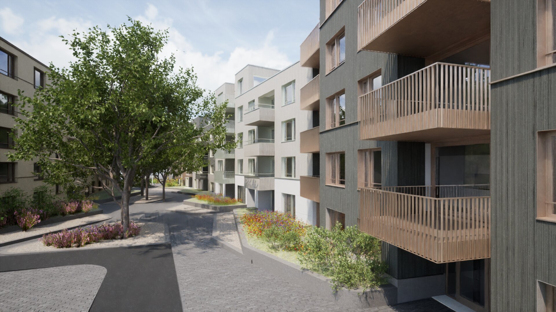 Blick von Haus E auf das Quartier